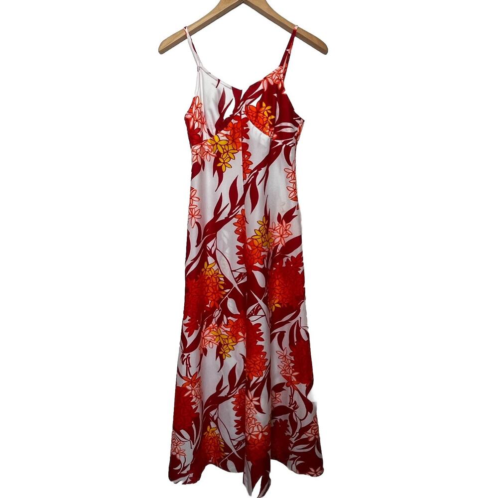 Vintage Made In Hawaii Floral Maxi Strap Dress Size XS Tropical Hawaiian Summer